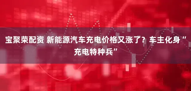 宝聚荣配资 新能源汽车充电价格又涨了？车主化身“充电特种兵”