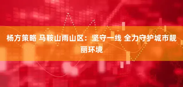 杨方策略 马鞍山雨山区：坚守一线 全力守护城市靓丽环境