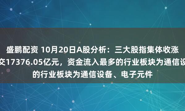 盛鹏配资 10月20日A股分析：三大股指集体收涨，两市合计成交17376.05亿元，资金流入最多的行业板块为通信设备、电子元件